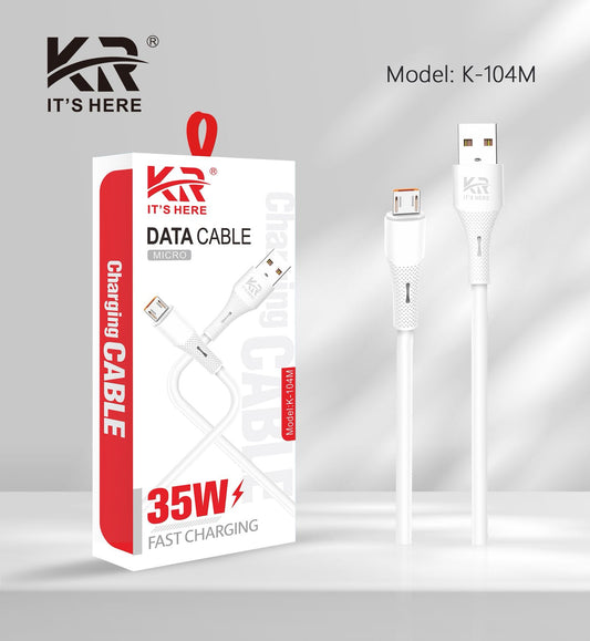 Micro USB Data Cable | 35W Fast Charging, Durable & Tangle-Free, KR-104M