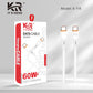Type-C to Type-C Data Cable, 60W Fast Charging, Heavy-Duty Braided, USB-C to USB-C, KR-114