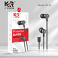 Powerful Bass Wired Earphones, USB Type-C, Mic & Remote, 1.2 Meter, Black & White, KR-32