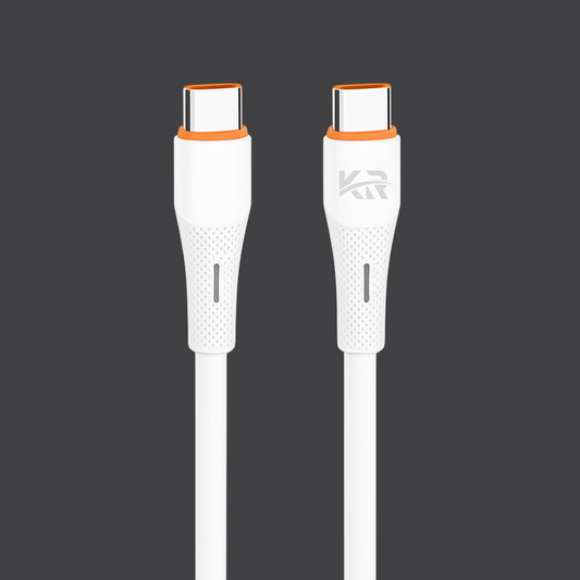Type-C to Type-C Data Cable, 60W Fast Charging, Heavy-Duty Braided, USB-C to USB-C, KR-114