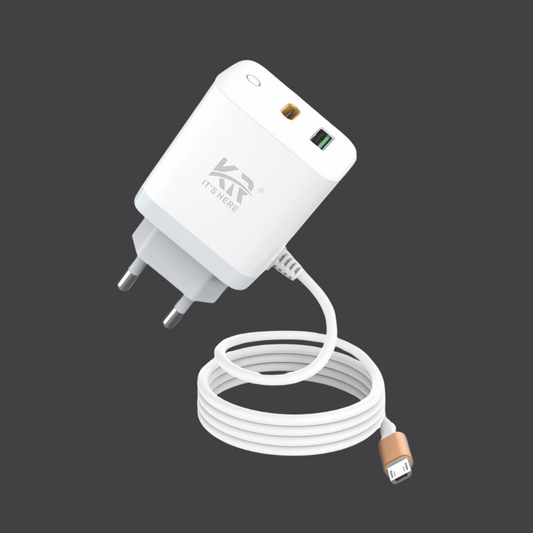 2.4Amp Fast Charger with Micro USB Cable, Dual Port, Overcharge Protection, KR-56 A