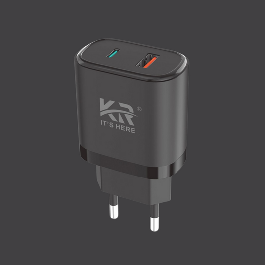Home Fast Charger 47W, Dual Port USB & Type-C, Overcharge Protection, Smart Power Adapter, KR-16