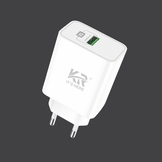 Smart Fast Charger 18W, USB Wall Adapter, Overcharge Protection, Compact & Durable, KR-26