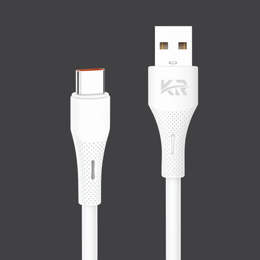35W Type-C Fast Charging Data Cable, USB-A to Type-C, Durable Braided Design, KR-104C