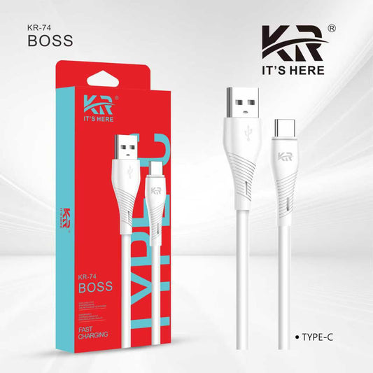 Fast Charging USB Cable – Type C - 1 Meter, 3A High-Speed PVC Charging Cord, KR-74 BOSS