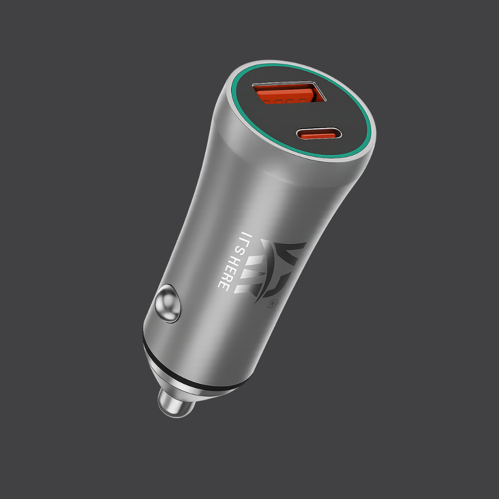 Dual Output Fast Car Charger, 47W, USB + Type-C, High-Speed Mobile Charging, KR-66