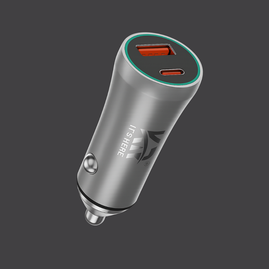 Dual Output Fast Car Charger, 47W, USB + Type-C, High-Speed Mobile Charging, KR-66